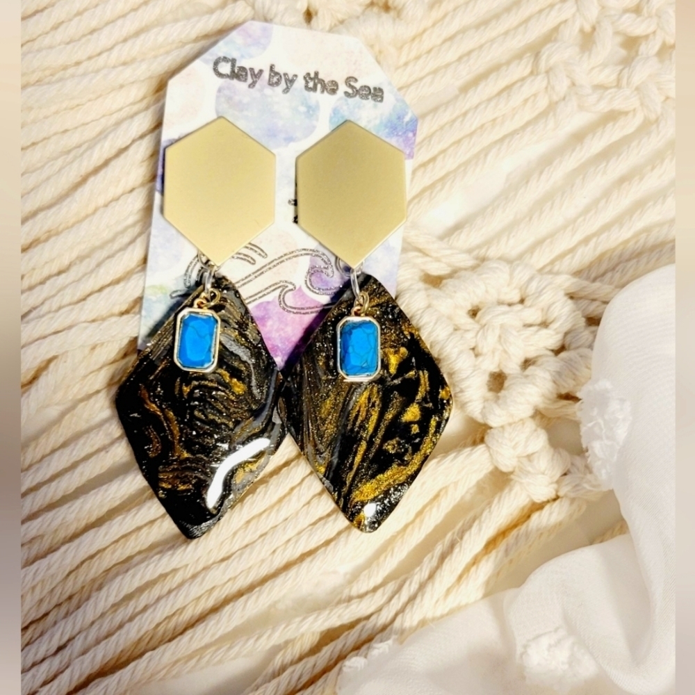 Turquoise Polymer Clay Dangle
